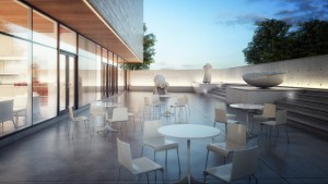 An artist's rendering of the Beaverbrook Art Gallery Sculpture Courtyard and Cafe. Image: Beaverbrook Art Gallery