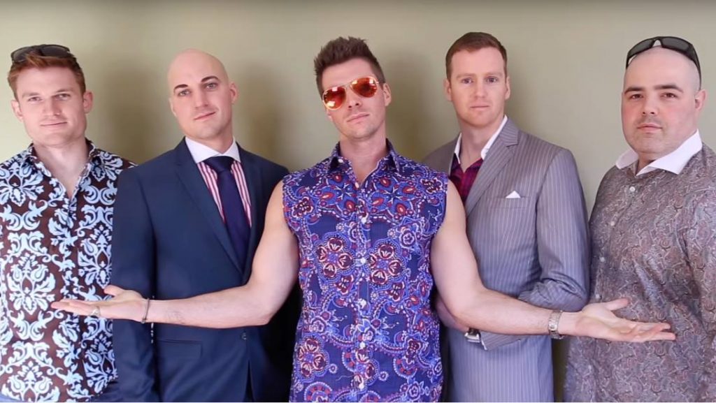 Jeff Alpaugh (centre) with some of his dangerous dress shirts, Image: Jeff Alpaugh Custom/ Facebook