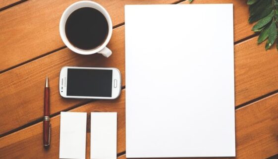 coffee, notebook, phone