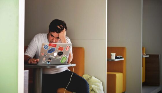 man on computer