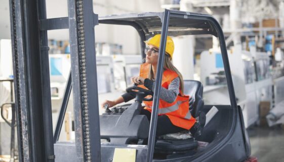 Female forklift operater