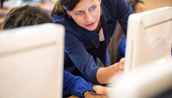 Students learning computer programming