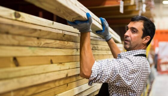 Working at a timber/lumber warehouse