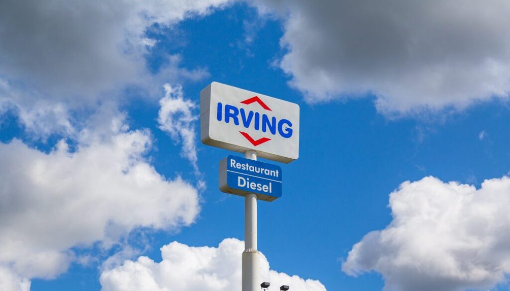 Iriving Sign at Gas Stop