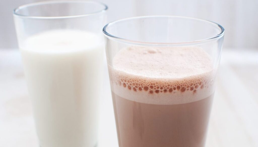 Chocolate and regular milk