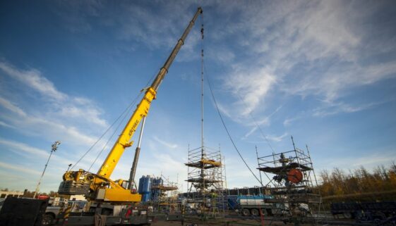 Hydraulic fracturing or fracking job site in Canada