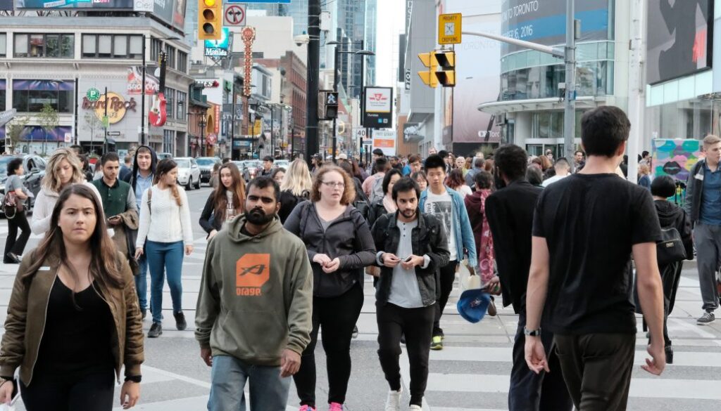 Crowds Of People In A City Centre