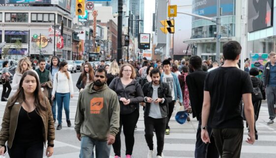 Crowds Of People In A City Centre