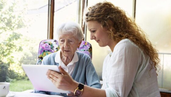 senior woman and digital tablet
