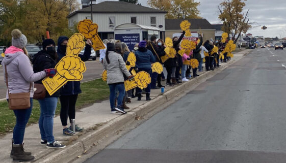 CUPE New Brunswick members take part in strike action on Oct. 30, 2021. Image Robert Lothian