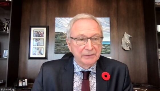 New Brunswick Premier Higgs addressed the media on Monday, November 8th, 2021 via Zoom