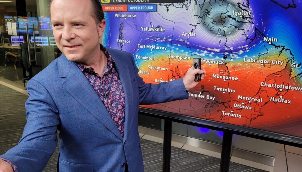 Chris Murphy - wearing JAC Shirt and Blazer while broadcasting the Weather