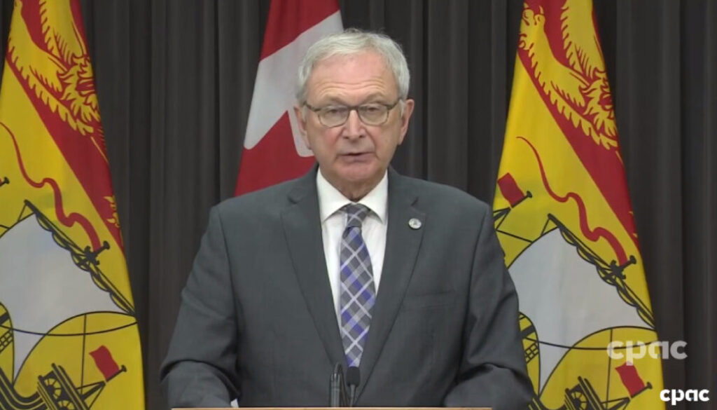 Premier Blaine Higgs announces new COVID-19 measures on Dec. 13, 2021. (Image CPAC video capture)