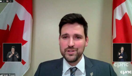 Immigration Minister Sean Fraser makes an announcement on Jan. 17, 2022. (Image CPAC video capture)