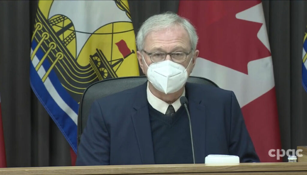 Premier Blaine Higgs speaks during a COVID-19 briefing on Jan. 13, 2022. (Image CPAC video capture