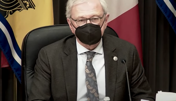 New Brunswick Premier Blaine Higgs speaks at a news conference on Feb. 9. (Image via GNB YouTube)