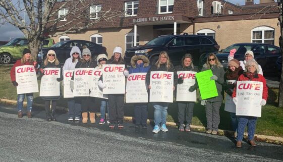 Workers from Harbour View Haven participated in a rally calling for improved working conditions. Photo Cheyenne Nelson