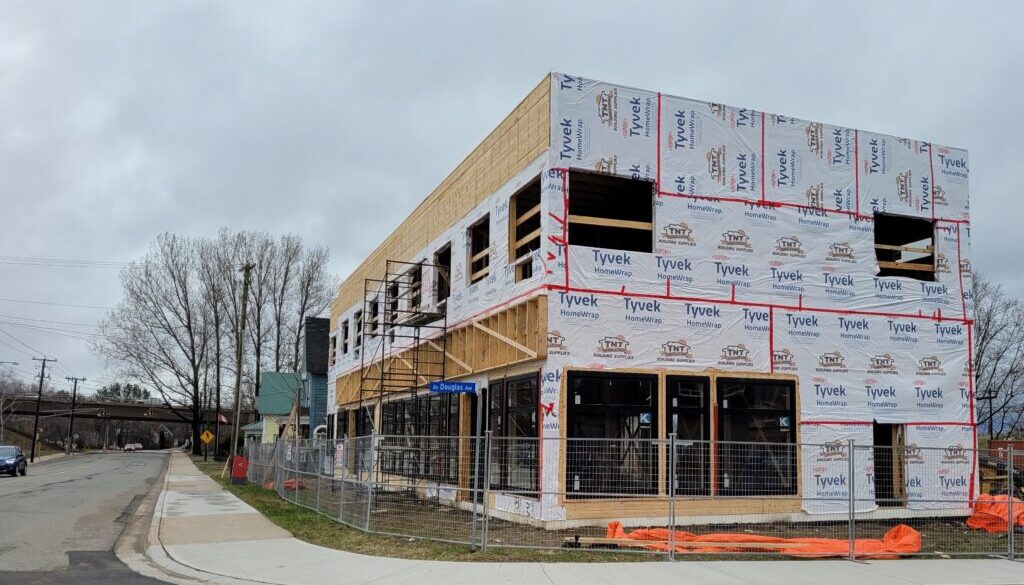 A mixed development underway at Douglas and Main Street in Fredericton. (Huddle)