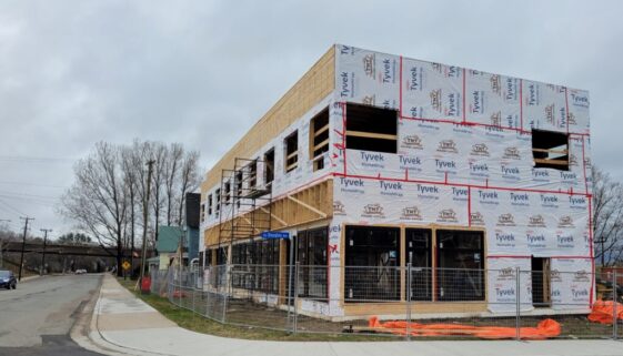 A mixed development underway at Douglas and Main Street in Fredericton. (Huddle)