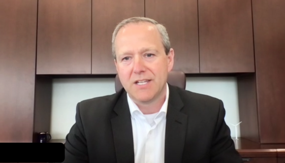 Saint John Energy President and CEO Ryan Mitchell addresses stakeholders at the utilitys annual general meeting on May 26, 2022. (Image Zoom Screen Capture)