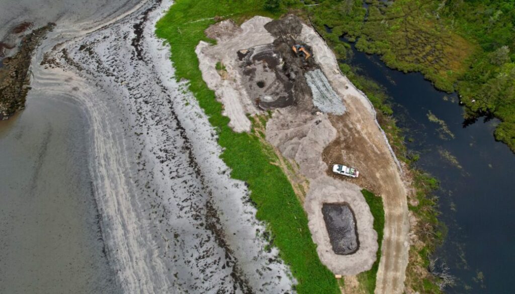 Drone images showing the work being done at Eagles Head Beach. Photo Brian Cathie Mourre