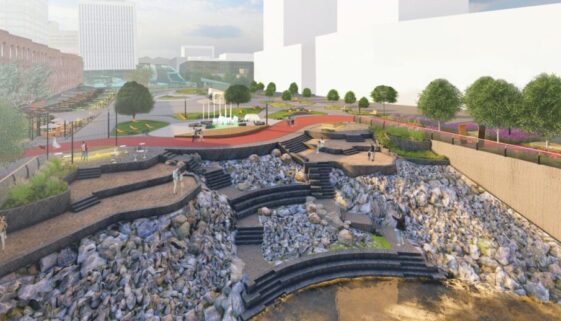 Rendering of Fundy Quay public space. Image from shapeyourcitysaintjohn.ca