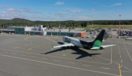 A Flair Airlines plane at the Saint John Airport. Image Submitted Saint John Airport