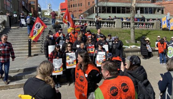 PSAC Picket Captains gather at a rally at Halifaxs Grand Parade Square