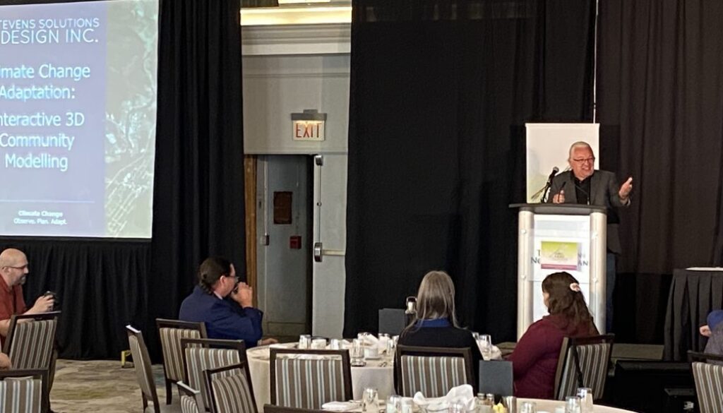 Barry Stevens introduces the 3D Wave Design at the Land Environment and Economic Capacity Summit. Photo Joe Thomson