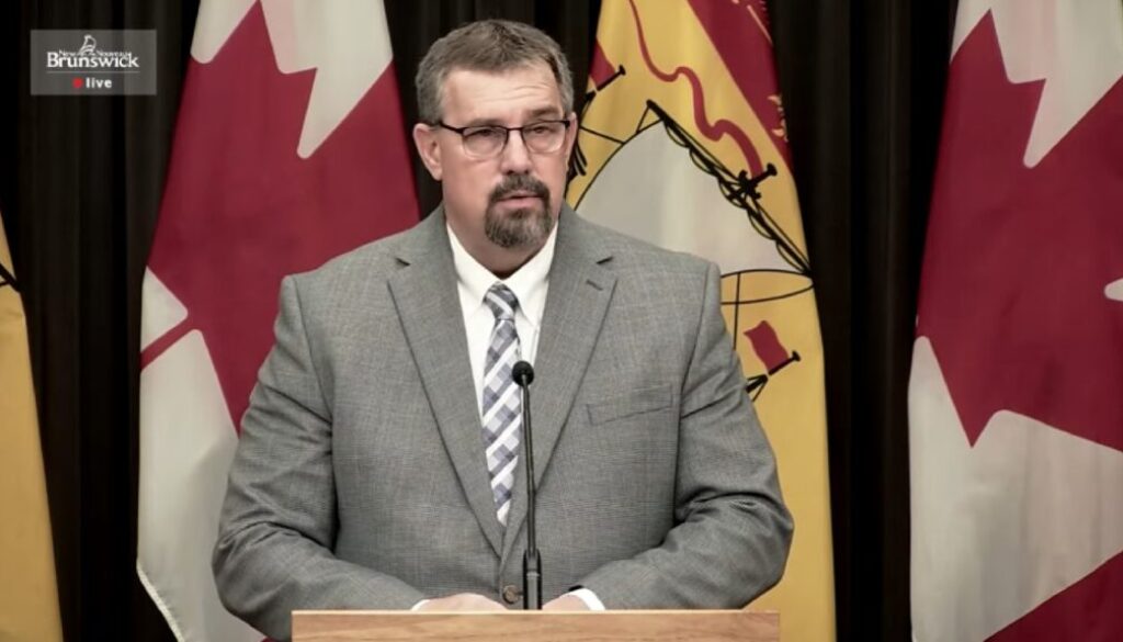 Education Minister Bill Hogan speaks during a news conference in December 2022. Image YouTube screen capture